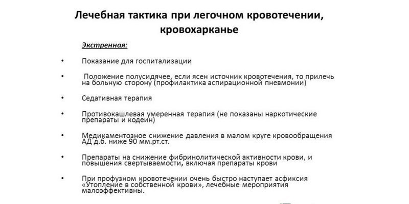 Помощь при легочном кровотечении