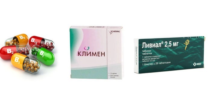 Витамины, препараты Климен и Ливиал