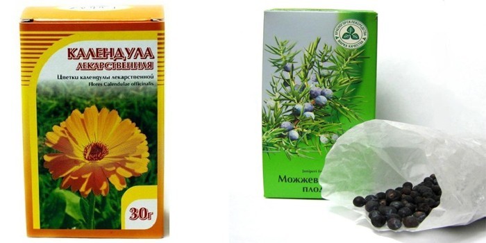 Календула и можжевельник