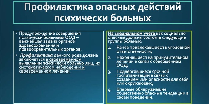 Профилактика опасных действий психически больных