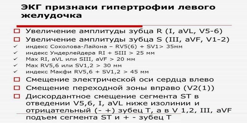 Признаки гипертрофии левого желудочка на ЭКГ
