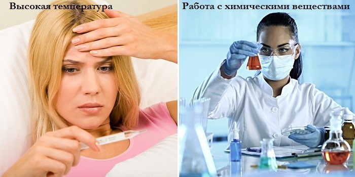 Высокая температура и работа с химическими веществами