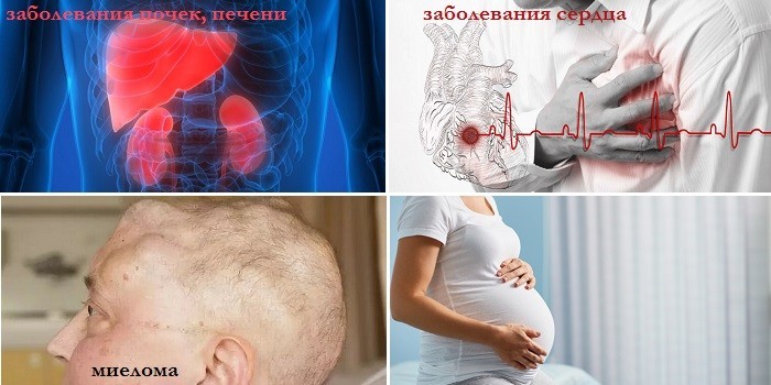 Заболевания печени, почек, сердца, миелома и беременность