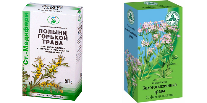 Трава горькой полыни и золототысячника
