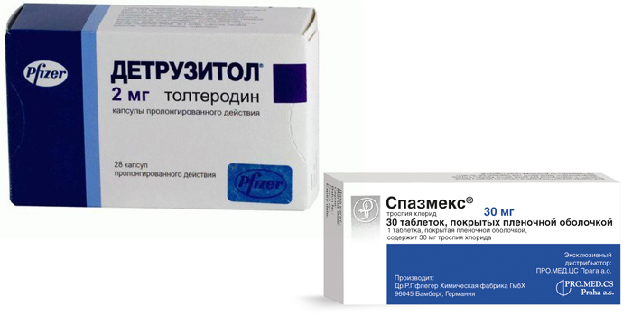 Таблетки Детрузитол и Спазмекс